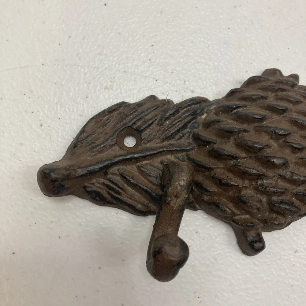 VTG Cast Iron Coat Hanger Key Hook Wall Mount Acorn Fall Cabin Country 14